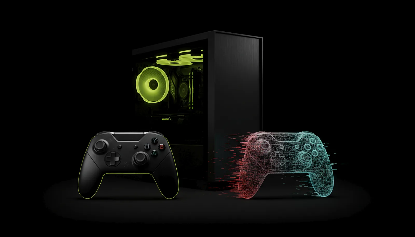 A pro controller shown in Windows’ device list by its own name while a game runs on the TV